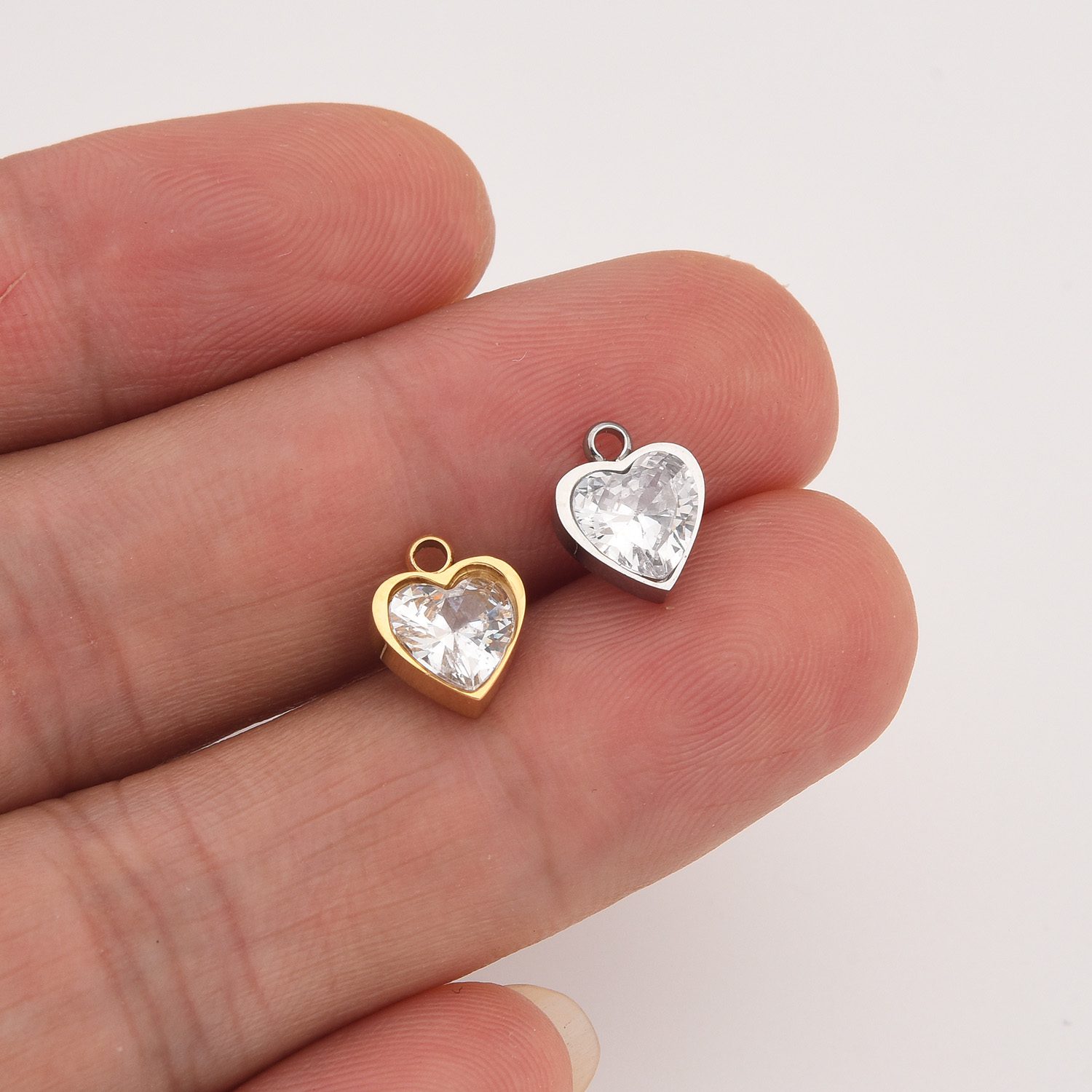 Gold Filled Heart Charm, Stainless Steel CZ Heart Pendant for DIY Necklace Bracelet Jewelry Making, Elegant Valentine Gift for Women, SCP115 - Image 2