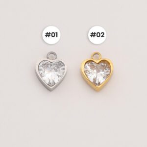 Gold Filled Heart Charm, Stainless Steel CZ Heart Pendant for DIY Necklace Bracelet Jewelry Making, Elegant Valentine Gift for Women, SCP115