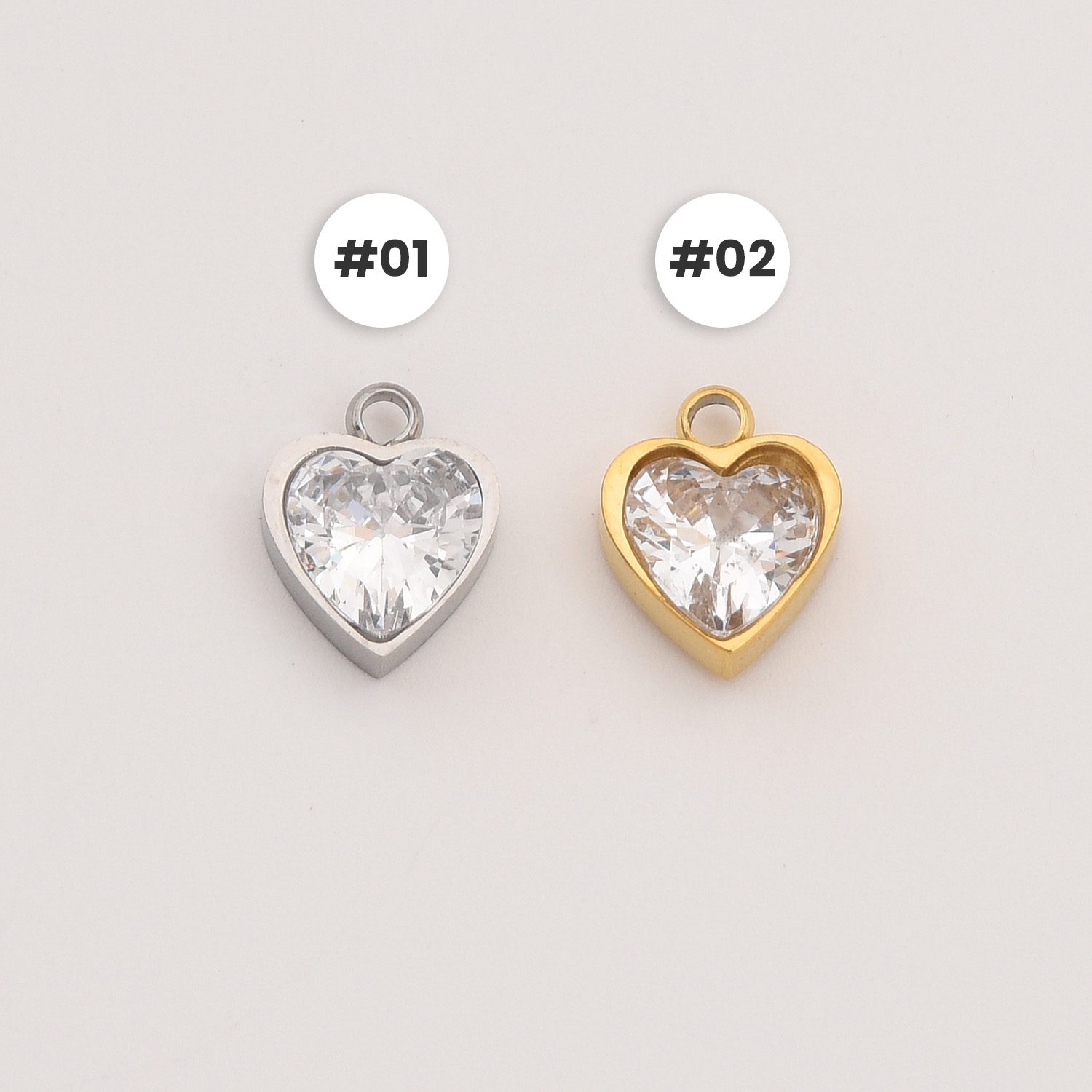 Gold Filled Heart Charm, Stainless Steel CZ Heart Pendant for DIY Necklace Bracelet Jewelry Making, Elegant Valentine Gift for Women, SCP115