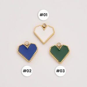 Gold Filled Enamel Heart Charm, Colorful Heart Pendant in Stainless Steel for DIY Necklace Bracelet Jewelry Making, Gift for Women, SCP116