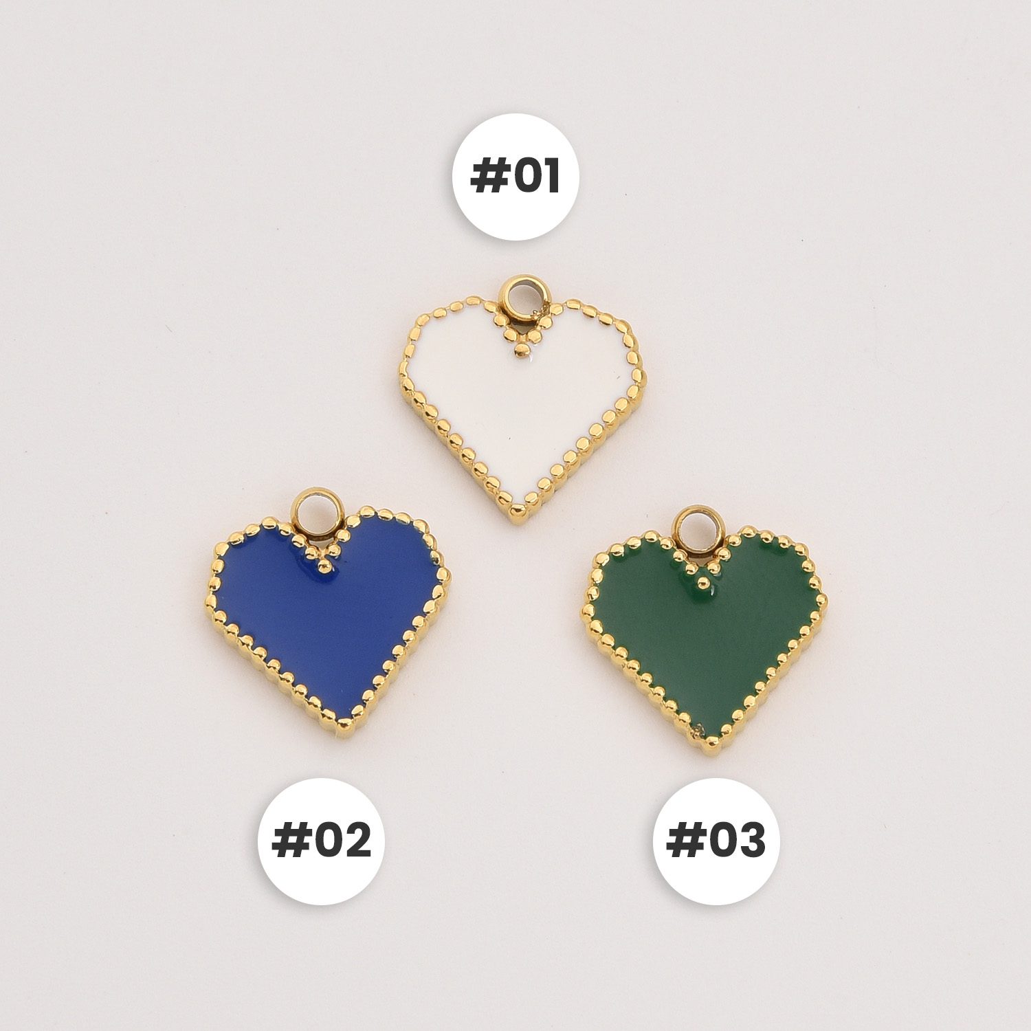 Gold Filled Enamel Heart Charm, Colorful Heart Pendant in Stainless Steel for DIY Necklace Bracelet Jewelry Making, Gift for Women, SCP116