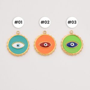 Gold Filled Enamel Evil Eye Charm, Colorful Protection Eye Pendant in Stainless Steel for DIY Necklace Bracelet Jewelry Making, Gift, SCP120