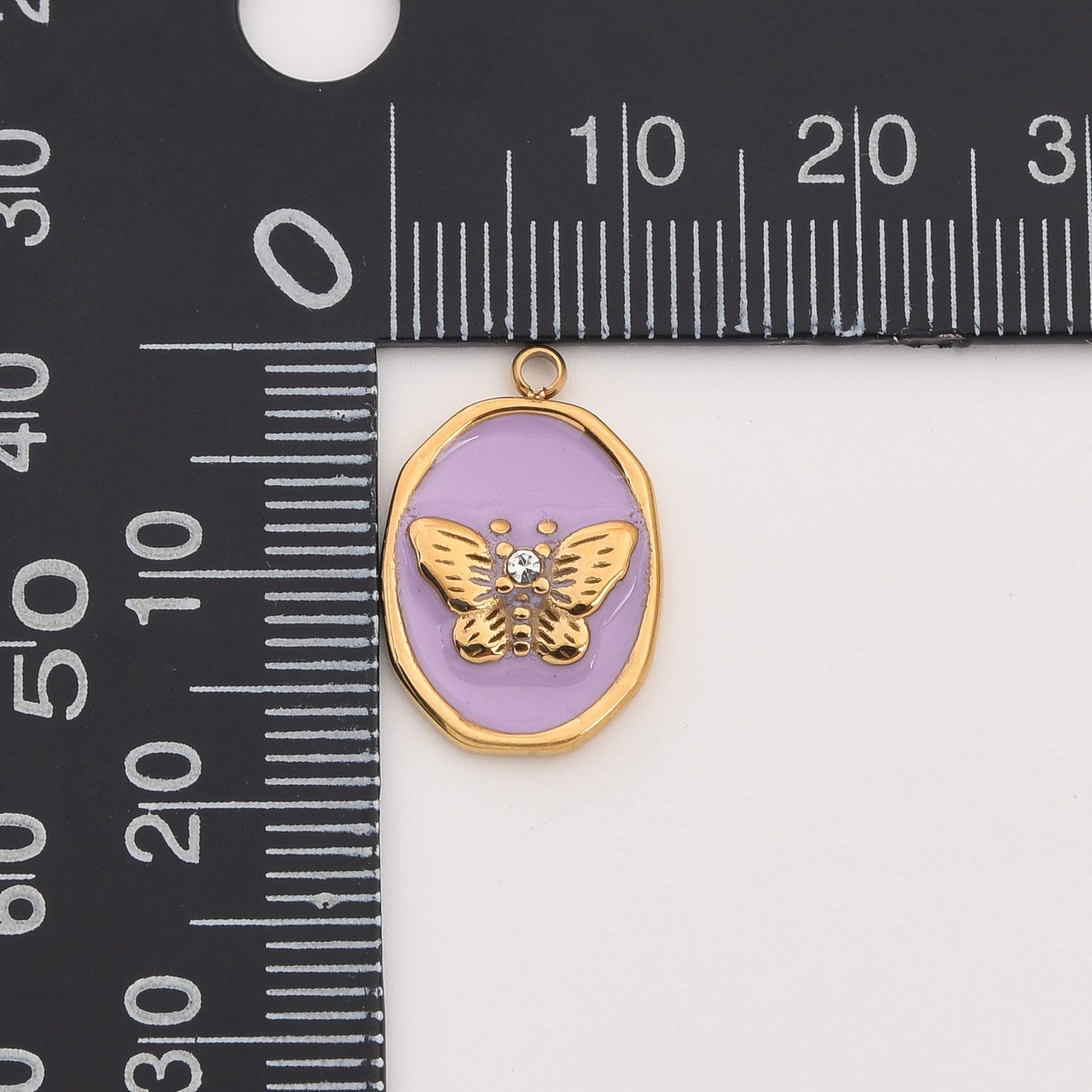 Gold Filled Oval Butterfly Charm, Colorful Enamel CZ Pendant in Stainless Steel for DIY Necklace Bracelet Jewelry, Gift for Women, SCP127 - Image 6