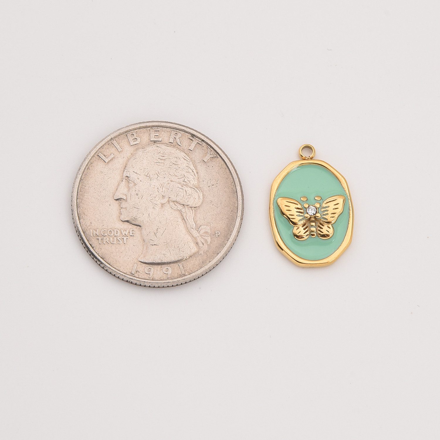 Gold Filled Oval Butterfly Charm, Colorful Enamel CZ Pendant in Stainless Steel for DIY Necklace Bracelet Jewelry, Gift for Women, SCP127 - Image 7