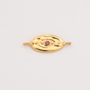 Gold Filled Oval Connector Charm, Pink CZ Textured Link in Stainless Steel for DIY Necklace Bracelet Jewelry Making, Gift for Women, SCP128