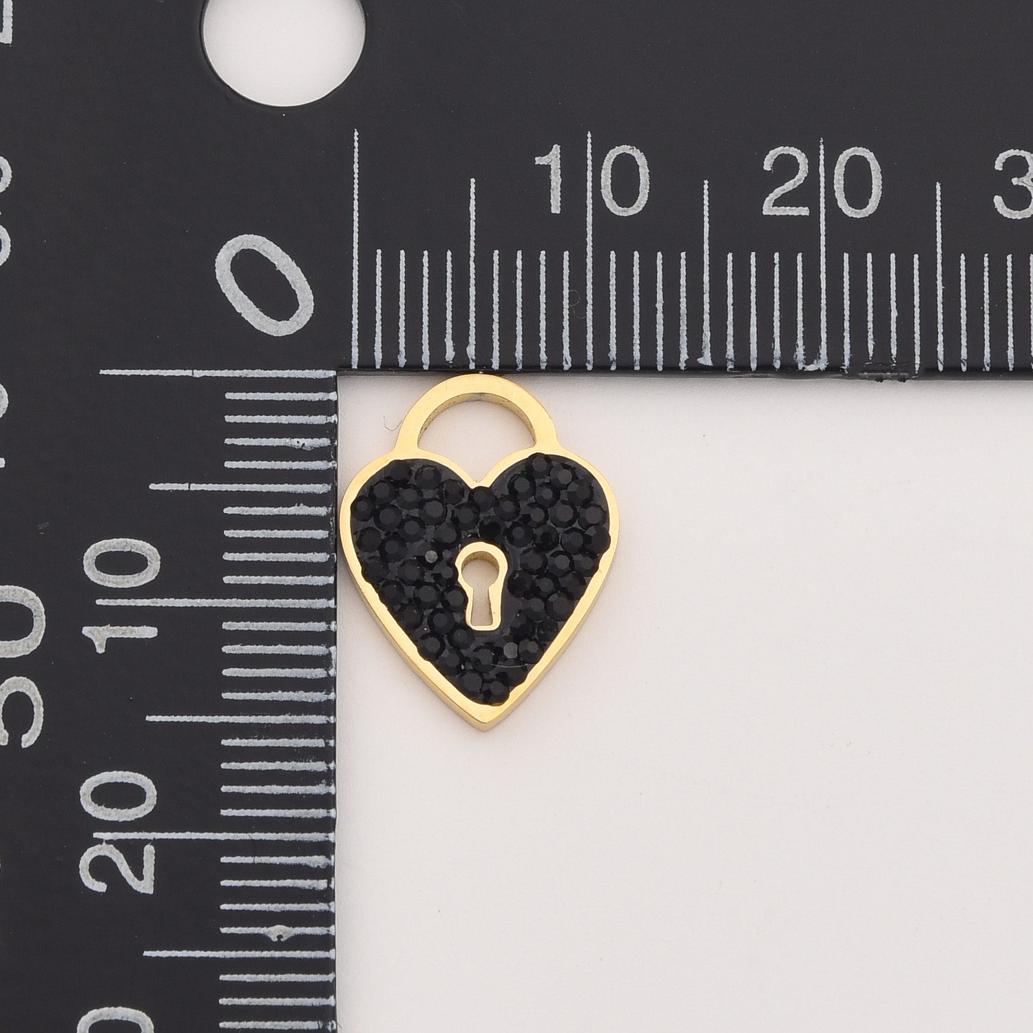 Gold Filled Heart Lock Charm, Black Crystal Padlock Pendant in Stainless Steel for DIY Necklace Bracelet Jewelry, Gift for Women, SCP129 - Image 4