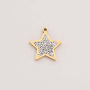 Gold Filled Crystal Star Charm, Pave Star Pendant in Stainless Steel for DIY Necklace Bracelet Jewelry Making, Sparkly Gift for Her, SCP130