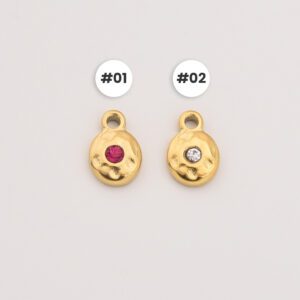 Gold Filled Birthstone Charm, Textured CZ Pendant in Stainless Steel for DIY Necklace Bracelet Jewelry Making, Elegant Gift for Her, SCP133