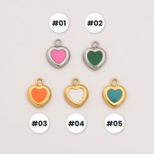 Gold Filled Enamel Heart Charm, Colorful Heart Pendant in Stainless Steel for DIY Necklace Bracelet Jewelry Making, Gift for Women, SCP137