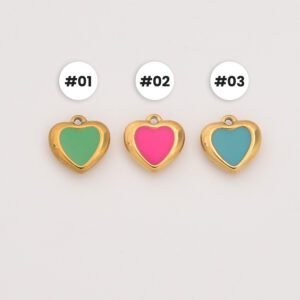 Gold Filled Puffy Enamel Heart Charm, Colorful Pendant in Stainless Steel for DIY Necklace Bracelet Jewelry Making, Gift for Her, SCP138