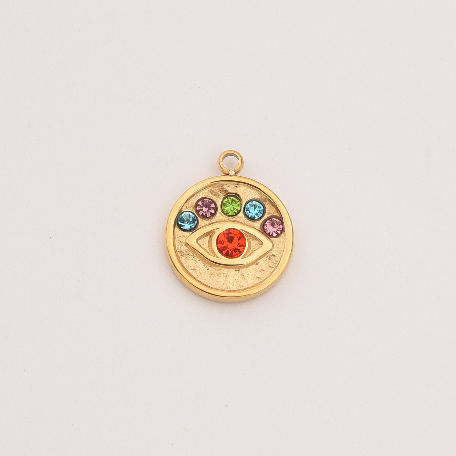 Gold Filled Evil Eye CZ Charm, Colorful Gemstone Pendant in Stainless Steel for DIY Necklace Bracelet Jewelry Making, Gift for Her, SCP139
