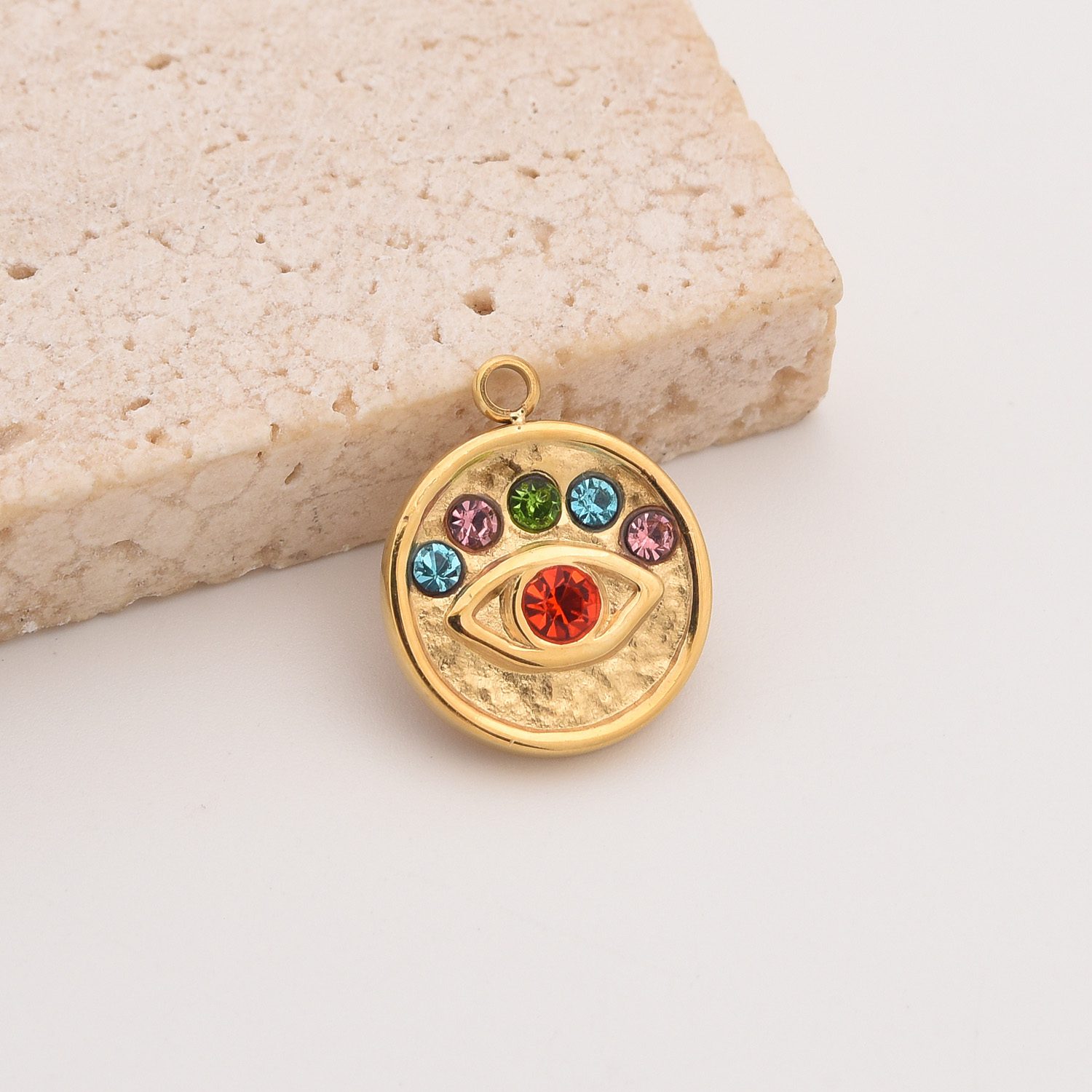 Gold Filled Evil Eye CZ Charm, Colorful Gemstone Pendant in Stainless Steel for DIY Necklace Bracelet Jewelry Making, Gift for Her, SCP139 - Image 3