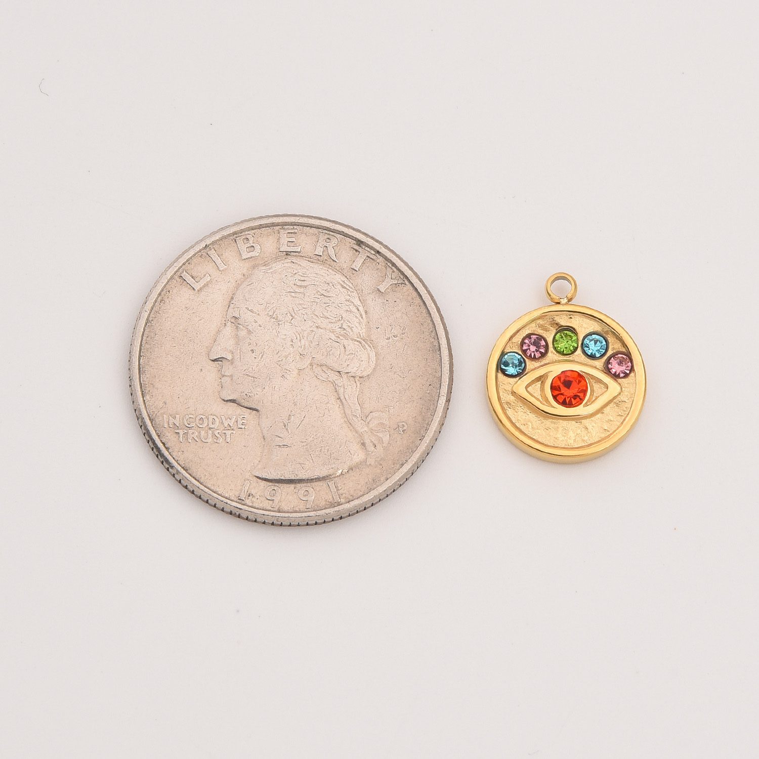 Gold Filled Evil Eye CZ Charm, Colorful Gemstone Pendant in Stainless Steel for DIY Necklace Bracelet Jewelry Making, Gift for Her, SCP139 - Image 5
