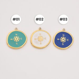 Gold Filled Compass Charm, Enamel Nautical Pendant in Stainless Steel for DIY Necklace Bracelet Jewelry Making, Elegant Gift for Her, SCP141