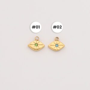 Gold Filled Eye CZ Charm, Engraved Radiant Eye Pendant in Stainless Steel for DIY Necklace Bracelet Jewelry Making, Gift for Her, SCP144