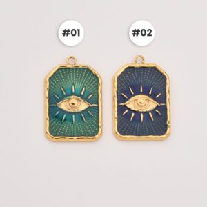 Gold Filled Evil Eye Charm, Stainless Steel Enamel Protection Pendant for DIY Necklace Bracelet Jewelry Making, Boho Gift for Her, SCP158