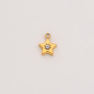 Gold Filled Tiny Star Charm with CZ, Stainless Steel Celestial Pendant with Cubic Zirconia for DIY Necklace Bracelet Jewelry Making, SCP161