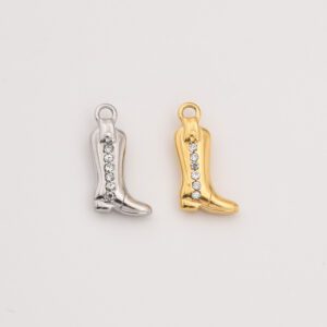 Gold Filled Cowboy Boot Charm, Stainless Steel Western Boot Pendant for DIY Cowgirl Necklace Bracelet Jewelry Making, Gift for Her, SCP166