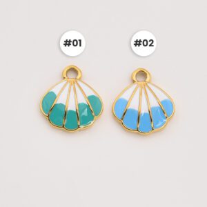 Gold Filled Shell Charm, Stainless Steel Enamel Beach Pendant for DIY Necklace Bracelet Earring Jewelry Making, Ocean Gift for Her, SCP168