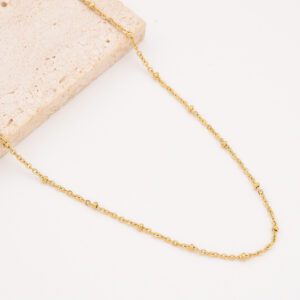 Gold Filled Bead Chain Necklace, Dainty Adjustable Chain, Stainless Steel Layering Jewelry, DIY Necklace Bracelet Making, Gift Idea, SNL001
