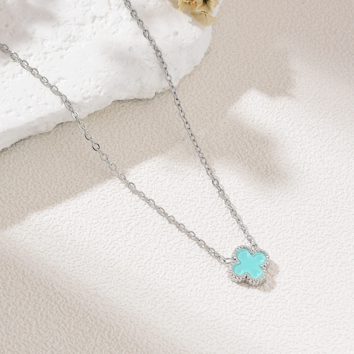 Gold Filled Clover Pendant Necklace, Enamel Pink Black Turquoise Clover Necklace, Stainless Steel Lucky Charm Jewelry, Gift for Her, SNL005 - Image 7