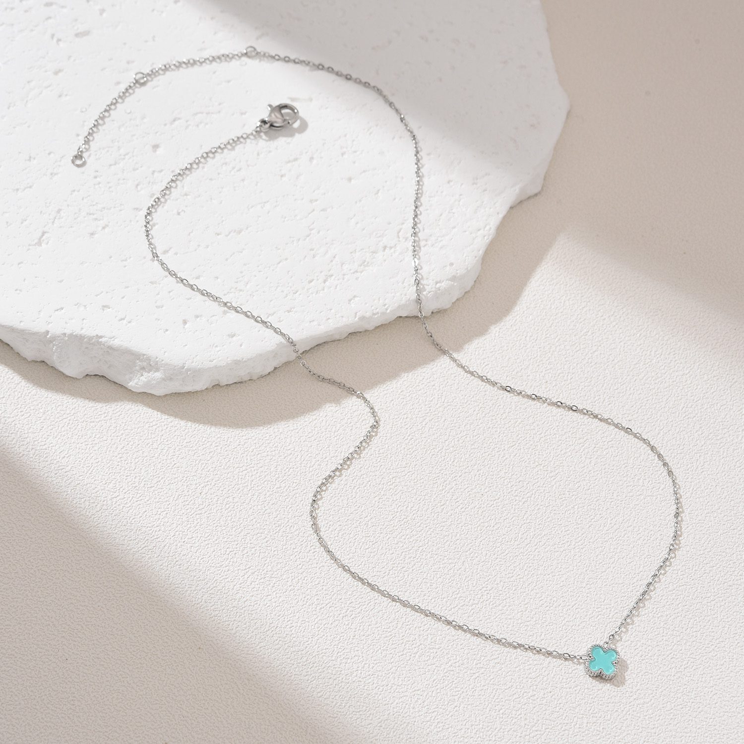 Gold Filled Clover Pendant Necklace, Enamel Pink Black Turquoise Clover Necklace, Stainless Steel Lucky Charm Jewelry, Gift for Her, SNL005 - Image 8