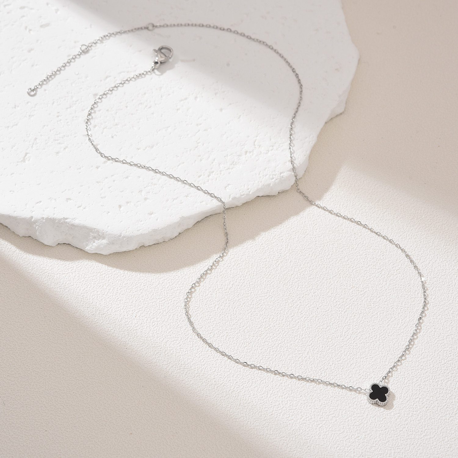 Gold Filled Clover Pendant Necklace, Enamel Pink Black Turquoise Clover Necklace, Stainless Steel Lucky Charm Jewelry, Gift for Her, SNL005 - Image 4