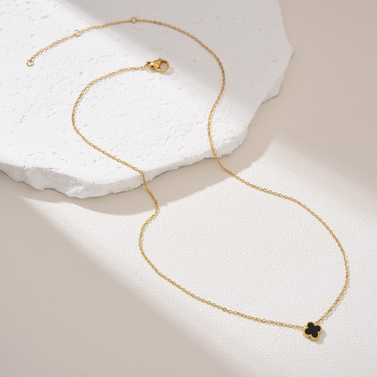 Gold Filled Clover Pendant Necklace, Enamel Pink Black Turquoise Clover Necklace, Stainless Steel Lucky Charm Jewelry, Gift for Her, SNL005 - Image 2