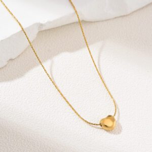 Gold Filled Heart Pendant Necklace, Minimalist Dainty Chain, Stainless Steel Jewelry, Romantic Gift for Her, Layering Necklace, SNL006