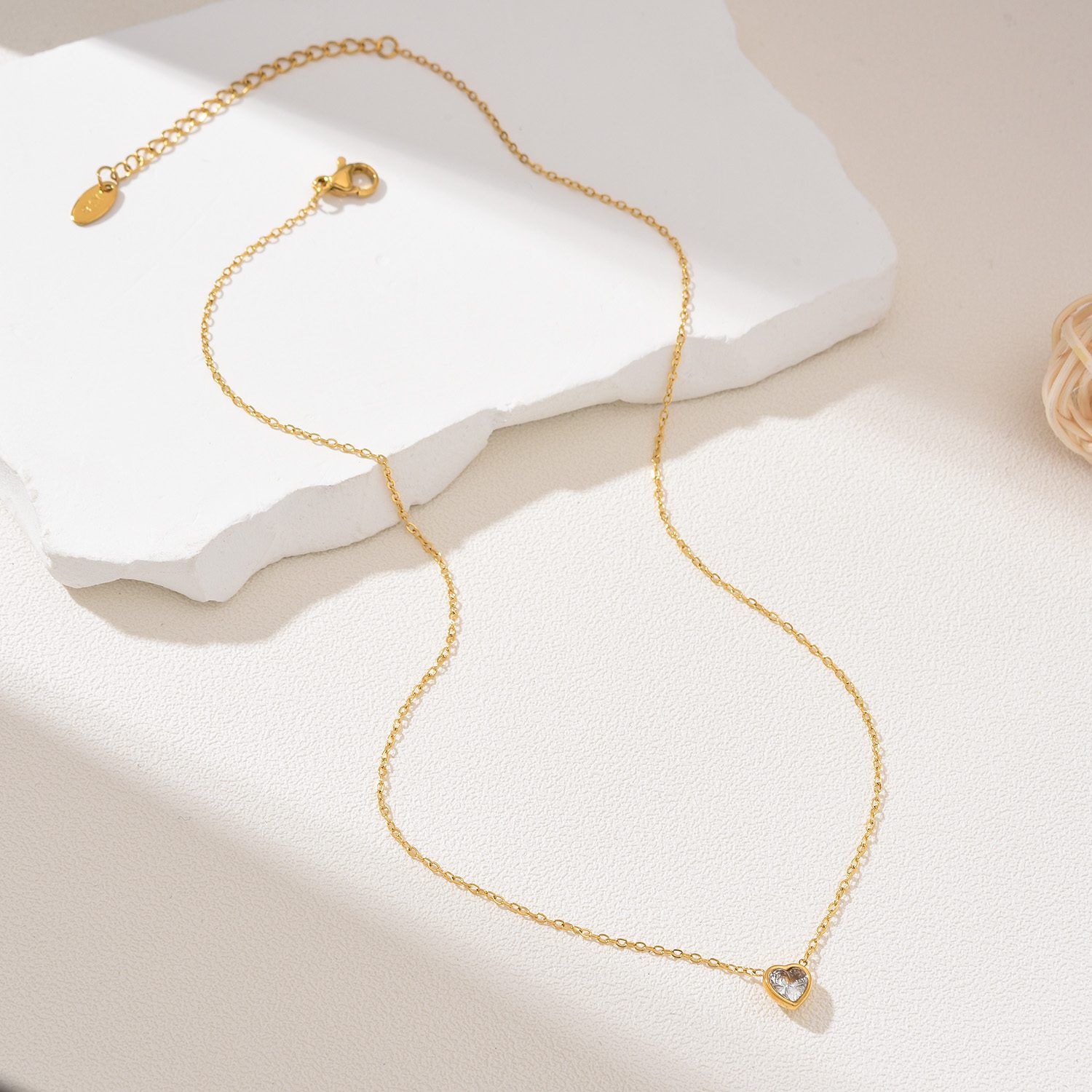 Gold Filled Heart CZ Pendant Necklace, Dainty Minimalist Chain, Stainless Steel Jewelry, Romantic Gift for Her, Sparkle Jewelry, SNL013 - Image 2