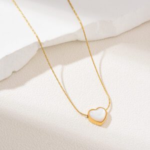 Gold Filled Pink Enamel Heart Necklace, Dainty Minimalist Chain, Stainless Steel Jewelry, Romantic Gift for Her, Layering Necklace, SNL022
