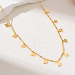 Gold Filled Multi Butterfly Charm Necklace, Dainty Minimalist Chain, Stainless Steel Jewelry, Nature Gift for Her, Layering Necklace, SNL028