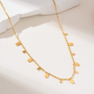 Gold Filled Multi Rectangle Charm Necklace, Dainty Minimalist Chain, Stainless Steel Jewelry, Elegant Layering Gift for Her, SNL030