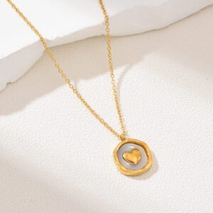 Gold Filled Heart Wax Seal Pendant Necklace, Minimalist Stainless Steel Chain, Dainty Layering Jewelry, Gift for Women, Handmade, SNL052