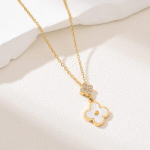 Gold Filled Floral Pendant Necklace, Minimalist Stainless Steel Chain, Dainty Layering Jewelry, Everyday Gift for Her, Handmade, SNL057