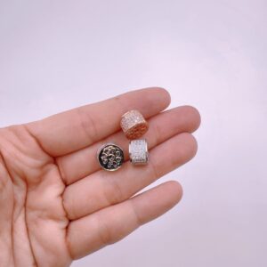 Micro Pave CZ Spacer Beads for DIY Jewelry, Round Iced Out Charms in Silver Rose Gold Finish for Bracelet Necklace Making Gift, BD018B