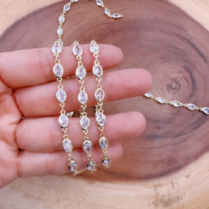 Gold Filled Oval CZ Chain, Sparkly Diamond Style Clear Crystal Chain for Jewelry Making, Layered Necklace, Gift for Her, CH345