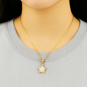 Gold Filled Star Charm with Shell Inlay, Dainty Five Point Star Pendant for DIY Necklace Bracelet Jewelry Making, Gift for Women, CP2068