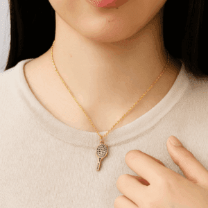 Gold Filled Tennis Racket Charm, Crystal Sports Pendant for DIY Necklace Bracelet Jewelry Making, Athletic Gift for Tennis Lovers, CP2074