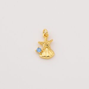 Gold Filled Starfish Shell Charm with Blue CZ, Ocean Nautical Pendant for DIY Necklace Bracelet Jewelry Making, Beach Gift for Her, CP2275
