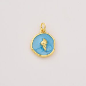 Gold Filled Spiral Shell Charm with Blue Enamel, Conch Shell Pendant for DIY Bracelet Necklace Jewelry Making, Beach Gift for Her, CP2280