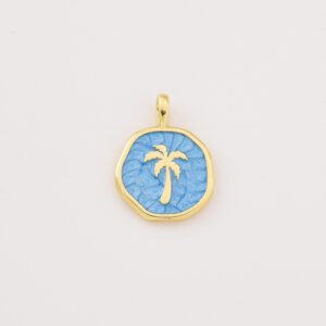 Gold Filled Palm Tree Charm, Tropical Pendant for DIY Necklace Bracelet Jewelry Making, Enamel Beach Vacation Jewelry Gift for Her, CP2282