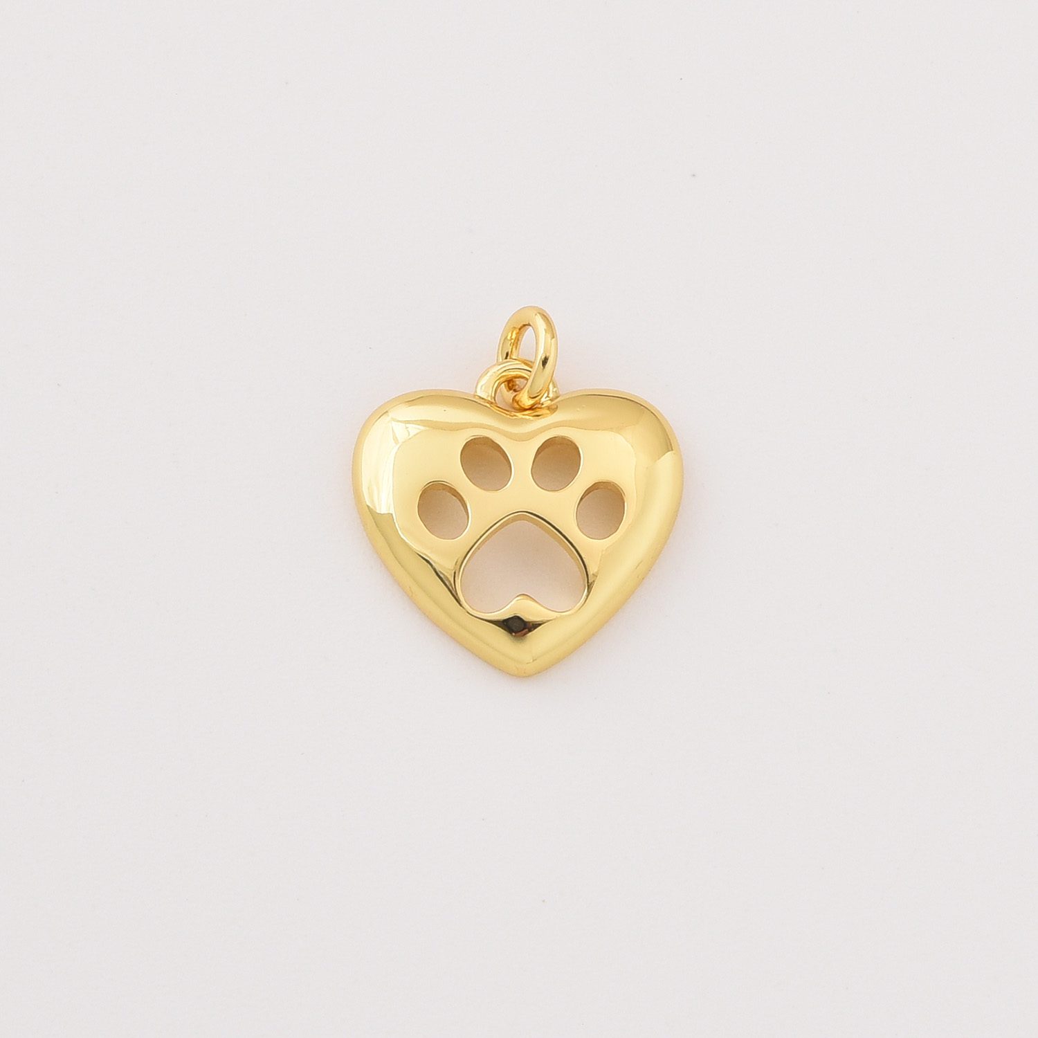 Heart Paw Print Charm, Gold Filled Pet Memorial Pendant for DIY Jewelry, Heart Charm, Dog Cat Lover Gift for Necklace Bracelet Making CP2284