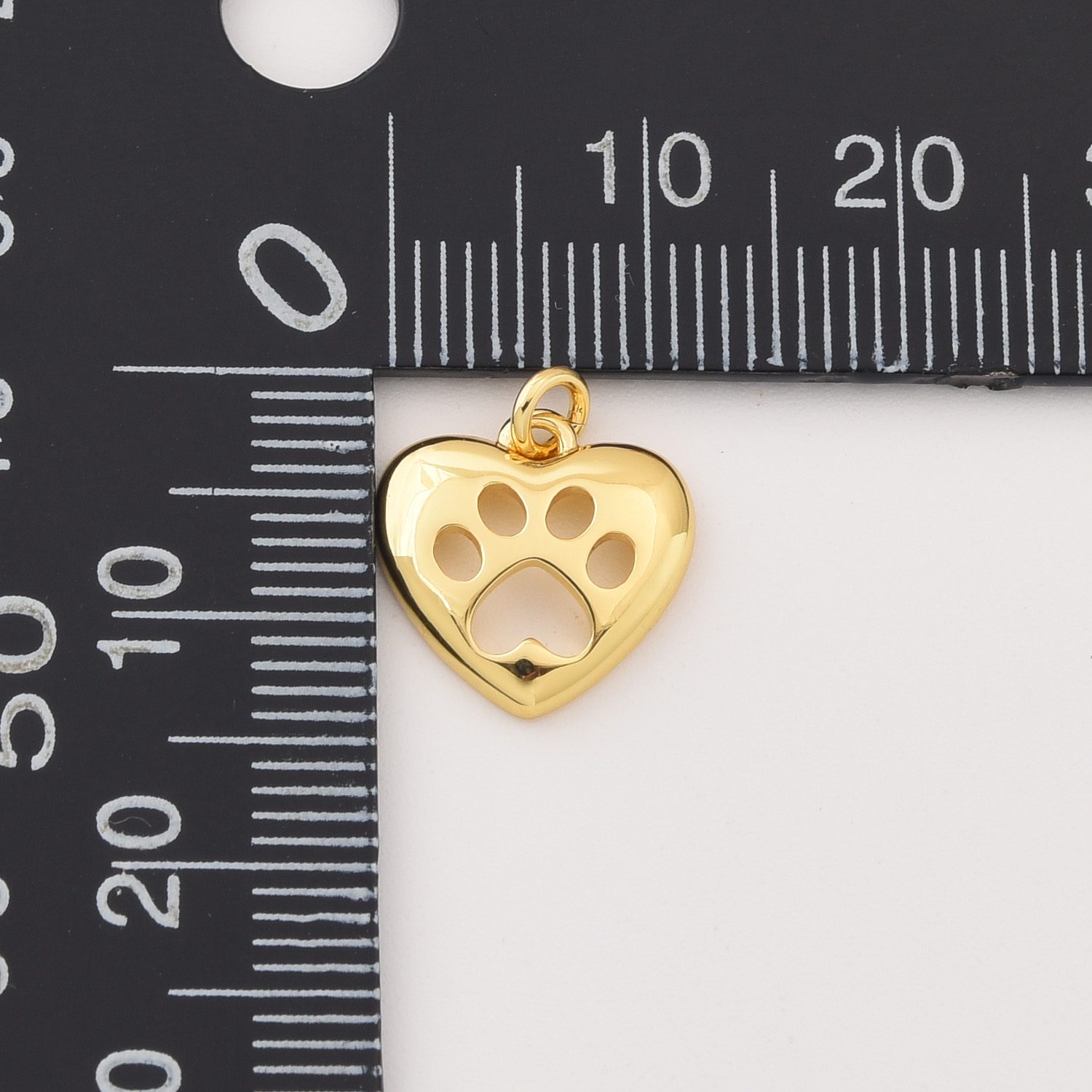 Heart Paw Print Charm, Gold Filled Pet Memorial Pendant for DIY Jewelry, Heart Charm, Dog Cat Lover Gift for Necklace Bracelet Making CP2284 - Image 3