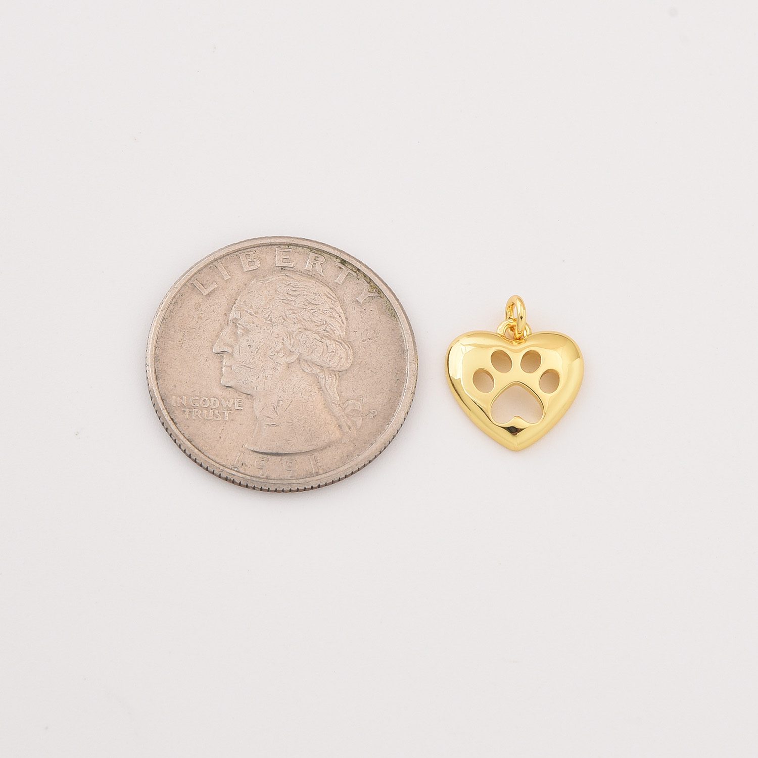 Heart Paw Print Charm, Gold Filled Pet Memorial Pendant for DIY Jewelry, Heart Charm, Dog Cat Lover Gift for Necklace Bracelet Making CP2284 - Image 4