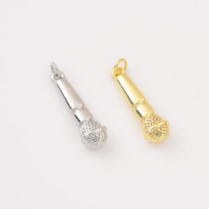 Gold Filled Microphone Charm, Music Pendant for DIY Jewelry Making, Singer Gift for Necklace Bracelet Mic Charm for Music Lovers, CP2285