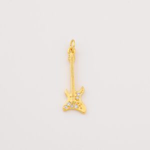 Gold Filled Electric Guitar Charm, Music Instrument Pendant for DIY Necklace Bracelet Jewelry Making, Rock Band Gift for Music Lover, CP2288
