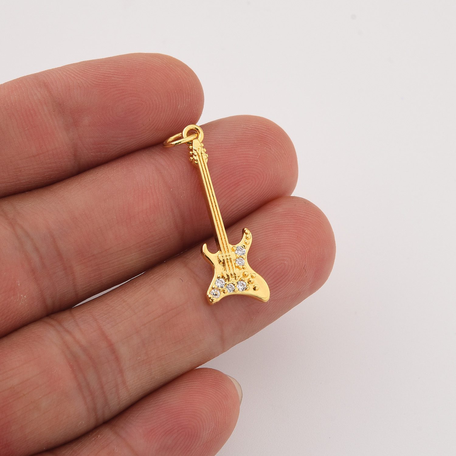 Gold Filled Electric Guitar Charm, Music Instrument Pendant for DIY Necklace Bracelet Jewelry Making, Rock Band Gift for Music Lover, CP2288 - Image 2