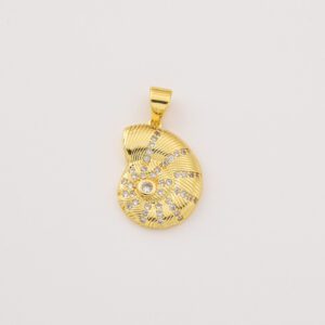 Gold Filled Seashell Charm with CZ, Beach Ocean Pendant for DIY Necklace Bracelet Jewelry Making, Nautical Summer Gift for Her, CP2291