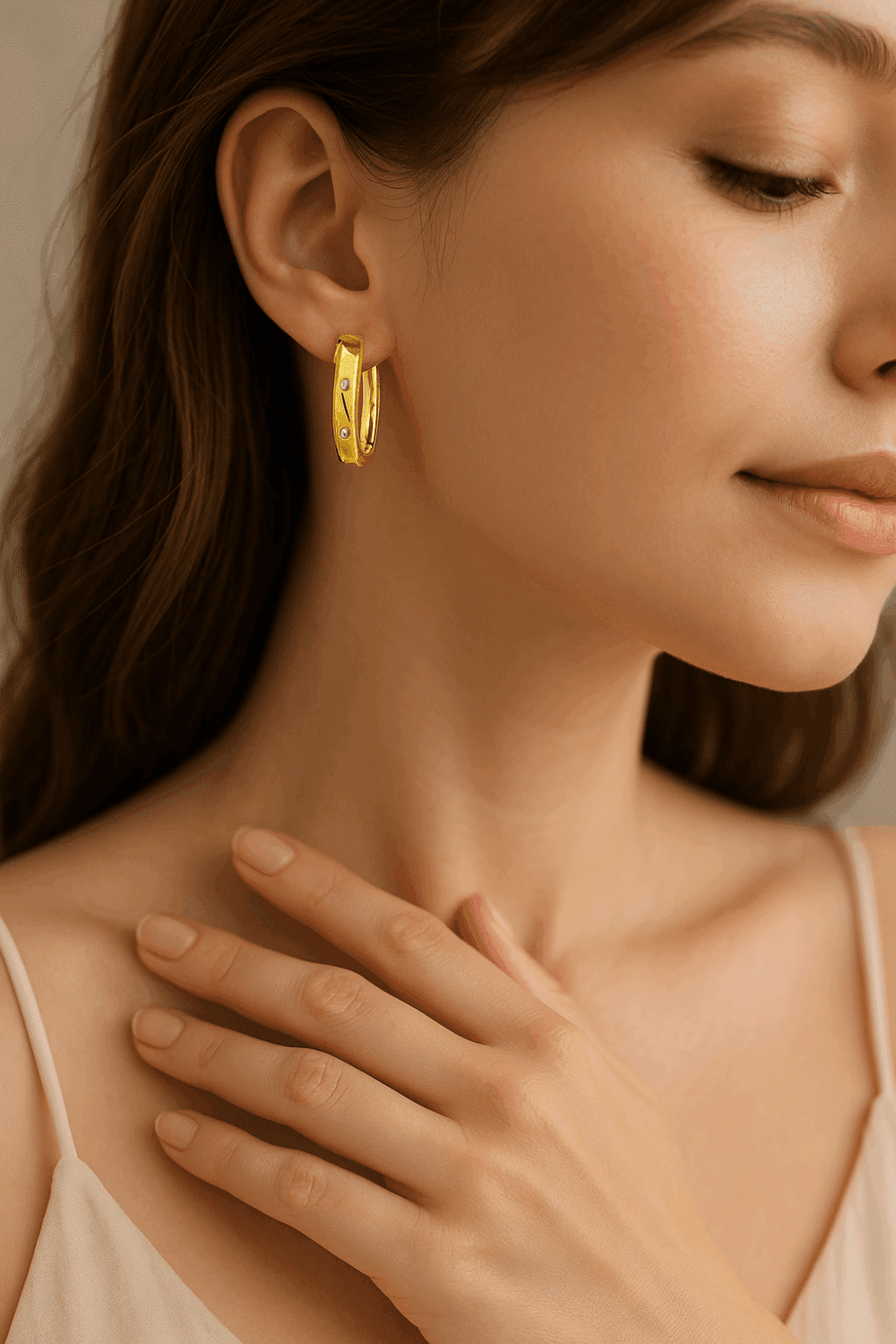 Gold Plated CZ Huggie Hoop Earrings, Minimalist Rectangle Hoops for Women, Elegant Dainty Everyday Jewelry Gift, Lightweight Studs, ER345 - Image 3